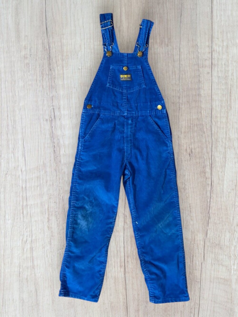 Vintage 90s OshKosh B’Gosh Vestbak Blue Corduroy Bib Overalls Kids Size 7/6X USA